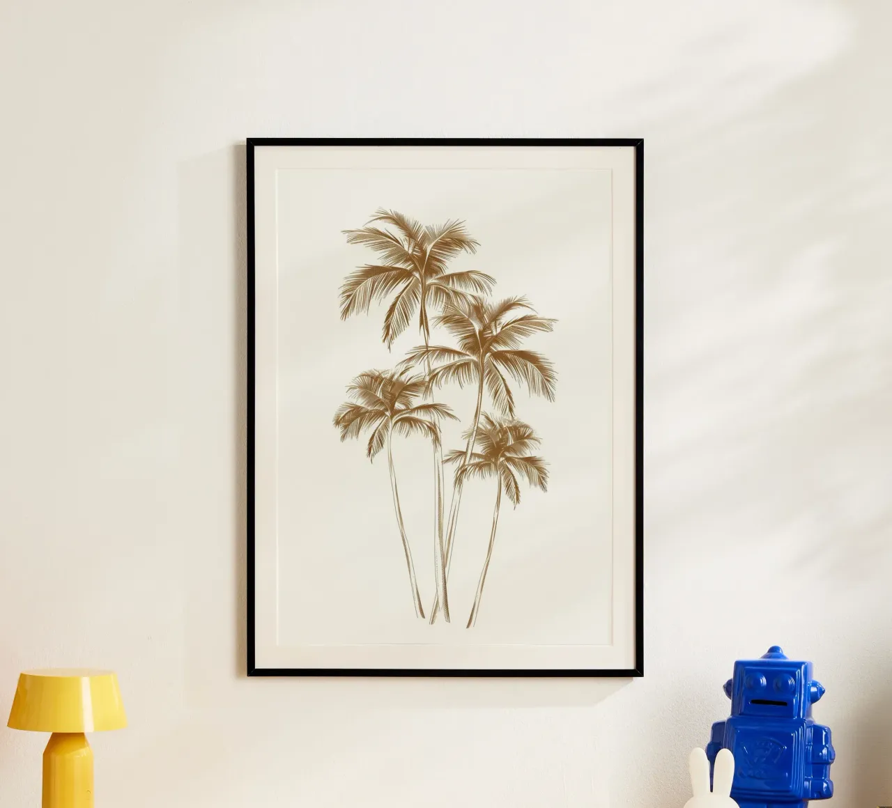 Goldener Palmenbaum Cluster Minimalistische Tropische Kunst Poster von dawnthesea