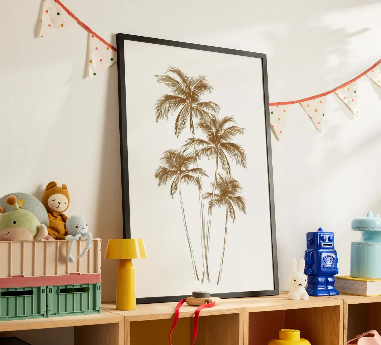 Goldener Palmenbaum Cluster Minimalistische Tropische Kunst Poster von dawnthesea