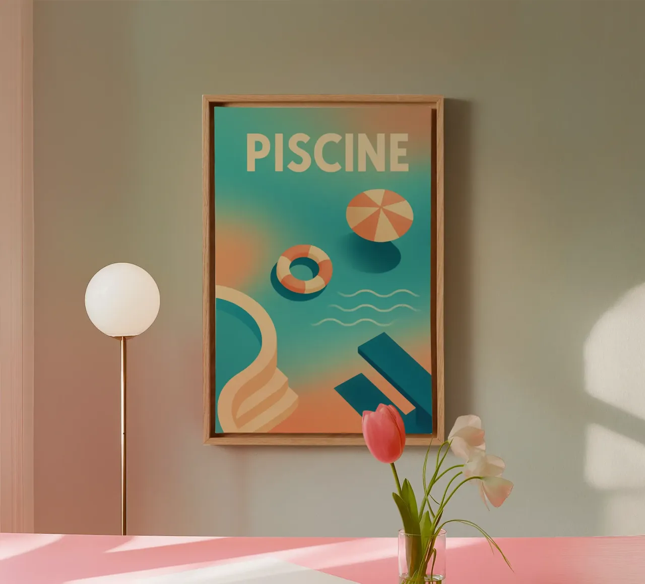 SWIMMING POOL - The art of summer escape canvas with Floater frame by JETLAG | affiches voyage