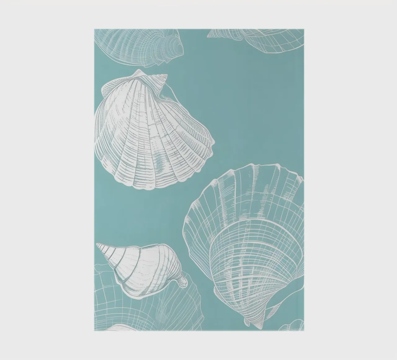 White Seashells Pattern Aqua Blue Coastal Art notebook by dawnthesea