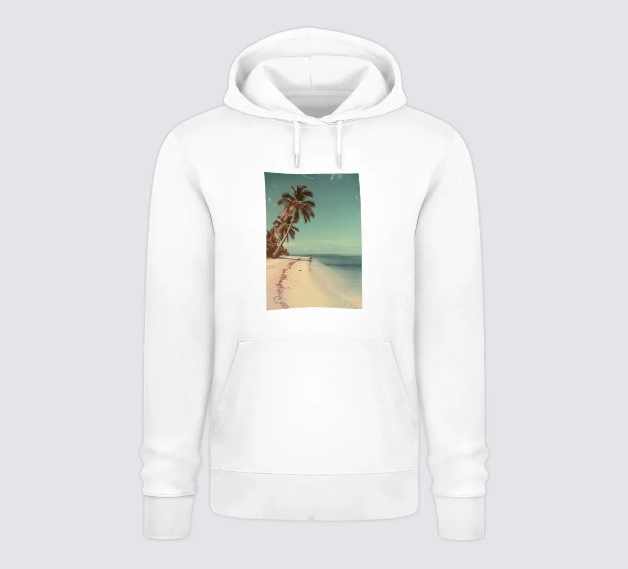 Vintage Tropical Beach Solitude Palm Trees felpa con cappuccio da dawnthesea