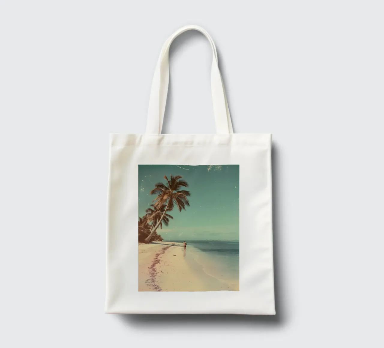Vintage Tropical Beach Solitude Palm Trees borsa in juta da dawnthesea