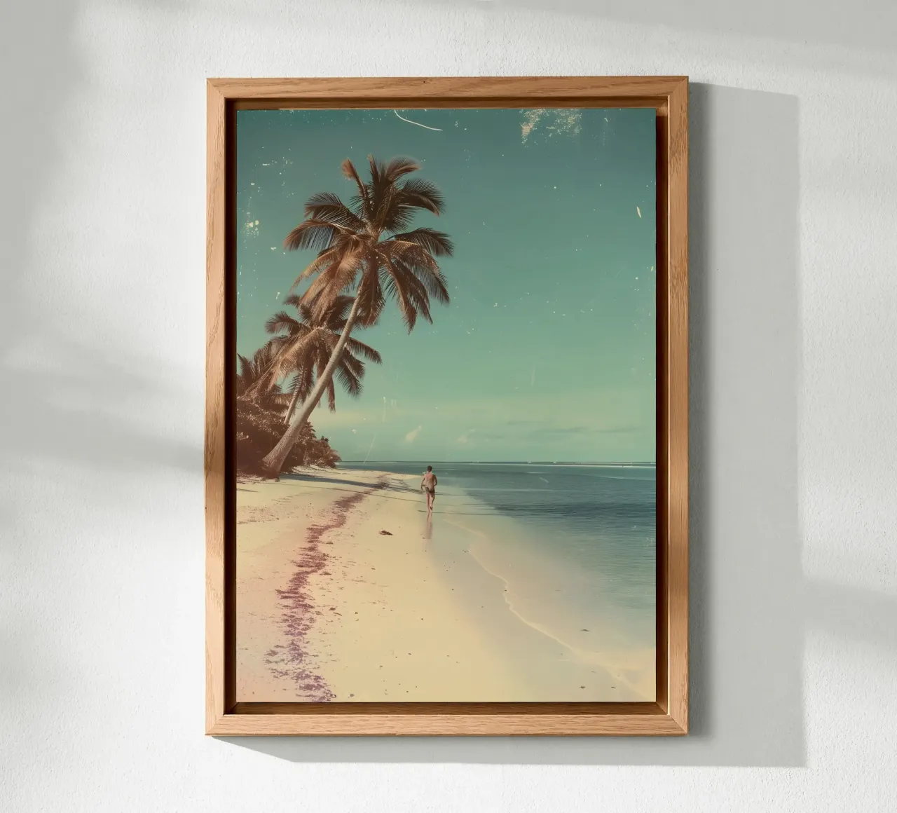 Vintage Tropical Beach Solitude Palm Trees alluminio dibond da dawnthesea
