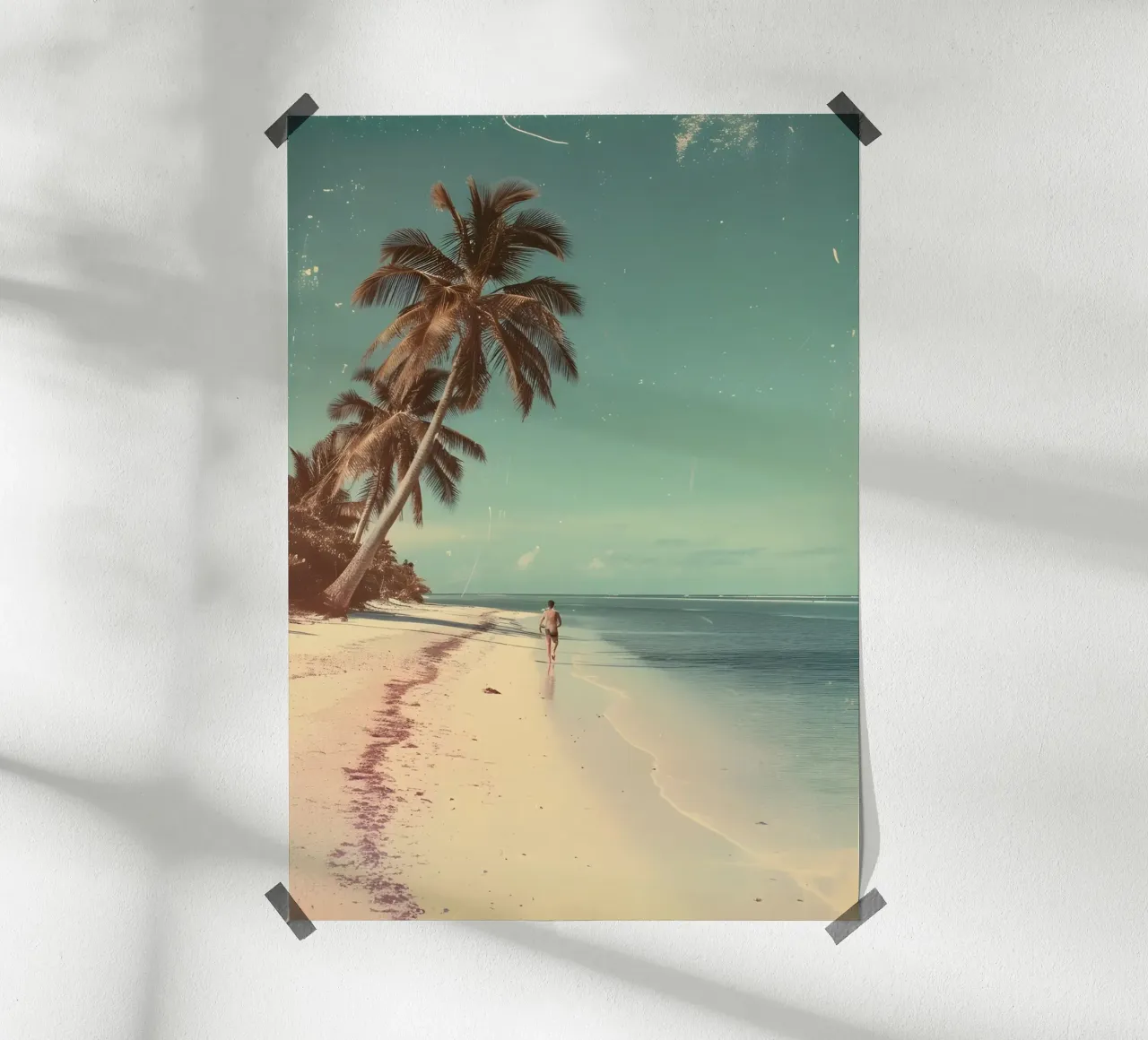 Vintage Tropical Beach Solitude Palm Trees carta hahnemühle da dawnthesea