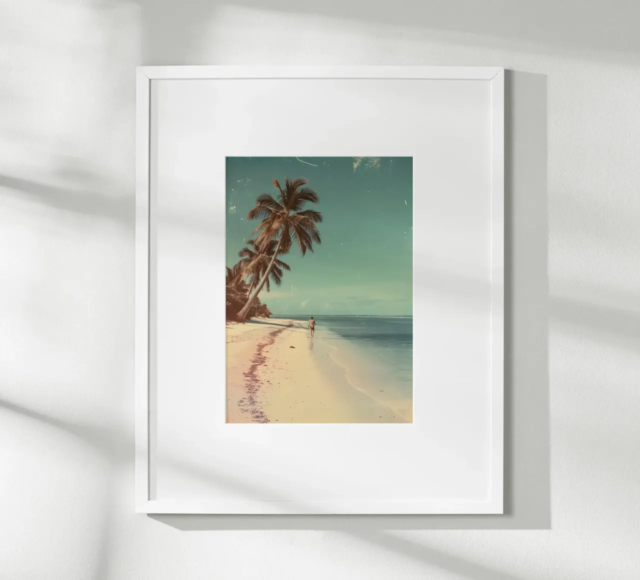 Vintage Tropical Beach Solitude Palm Trees carta hahnemühle da dawnthesea