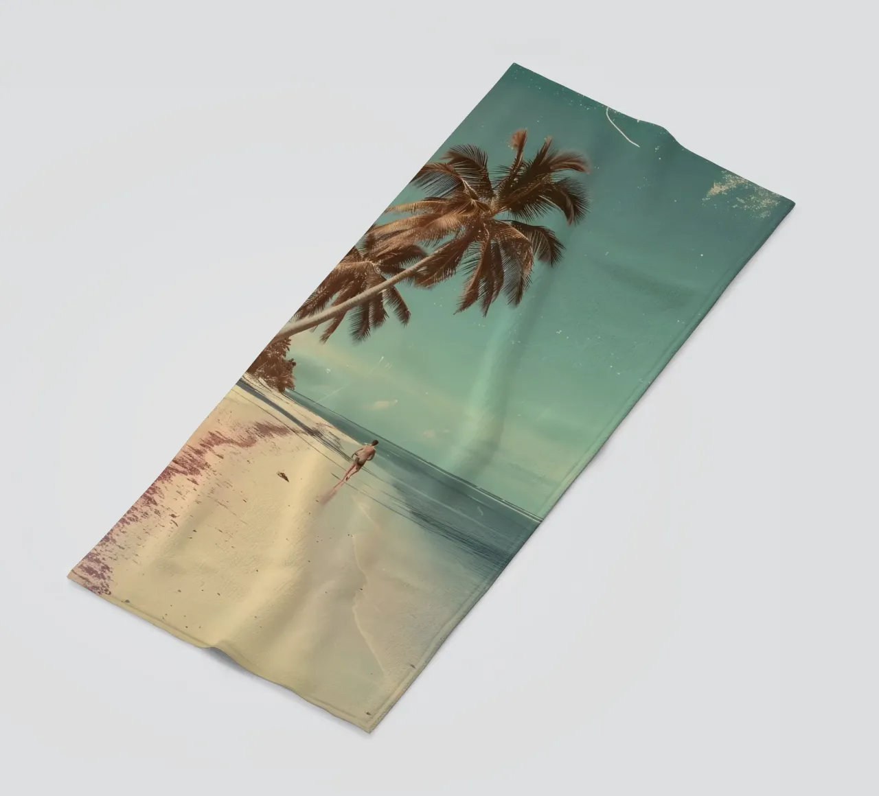 Vintage Tropical Beach Solitude Palm Trees telo mare da dawnthesea