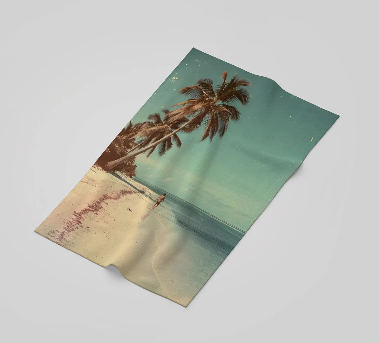 Vintage Tropical Beach Solitude Palm Trees telo mare da dawnthesea