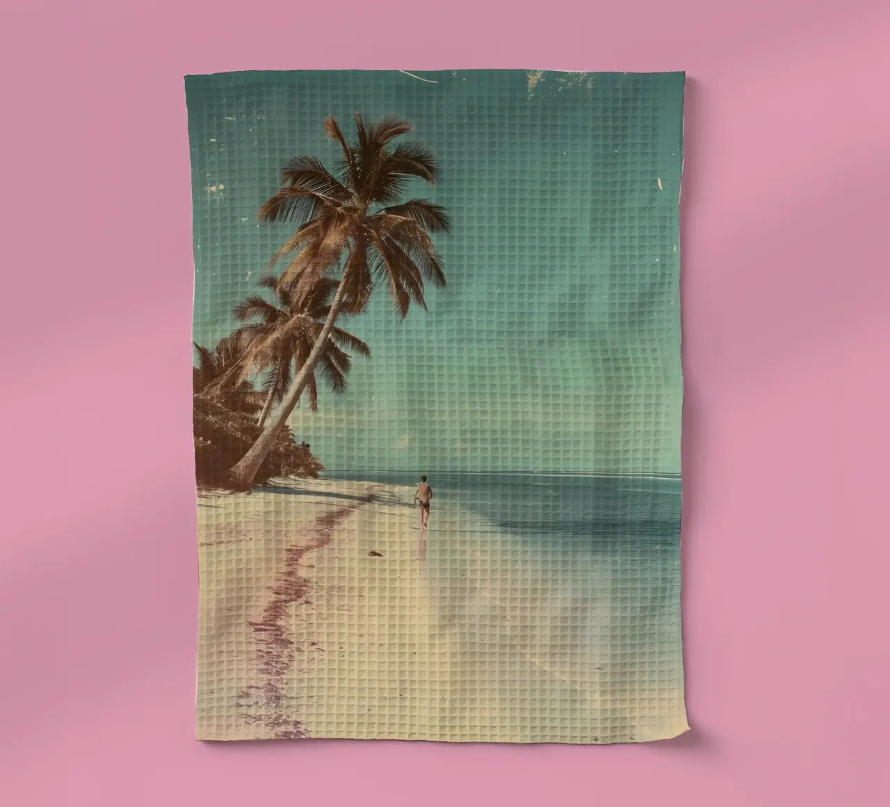 Vintage Tropical Beach Solitude Palm Trees canovaccio da cucina da dawnthesea
