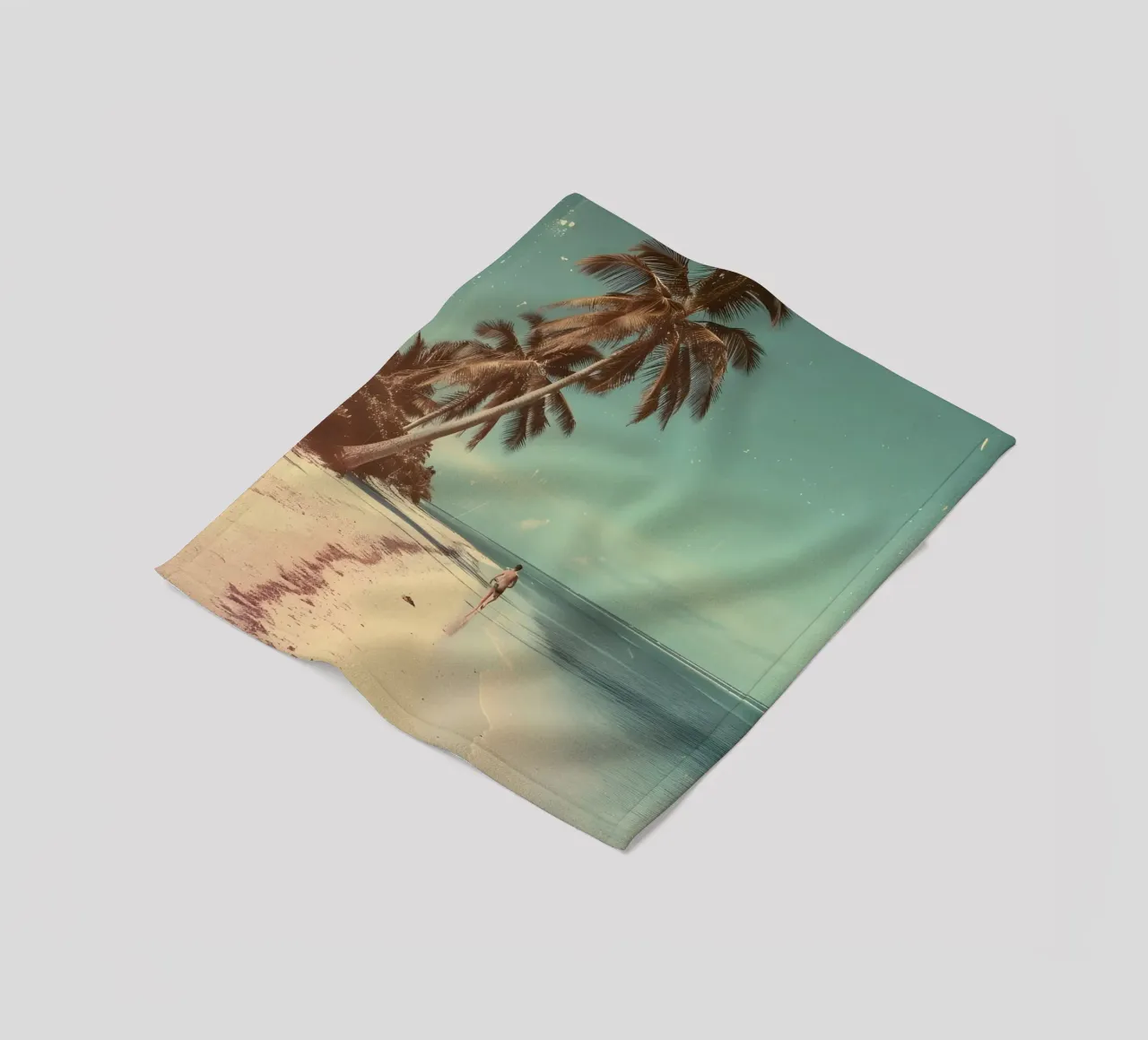 Vintage Tropical Beach Solitude Palm Trees coperta in pile da dawnthesea