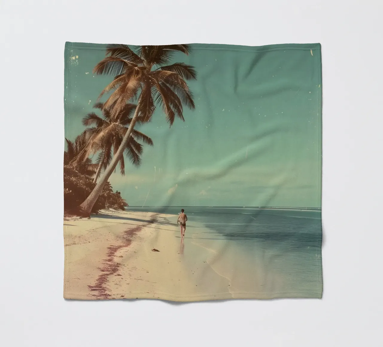 Vintage Tropical Beach Solitude Palm Trees coperta in pile da dawnthesea