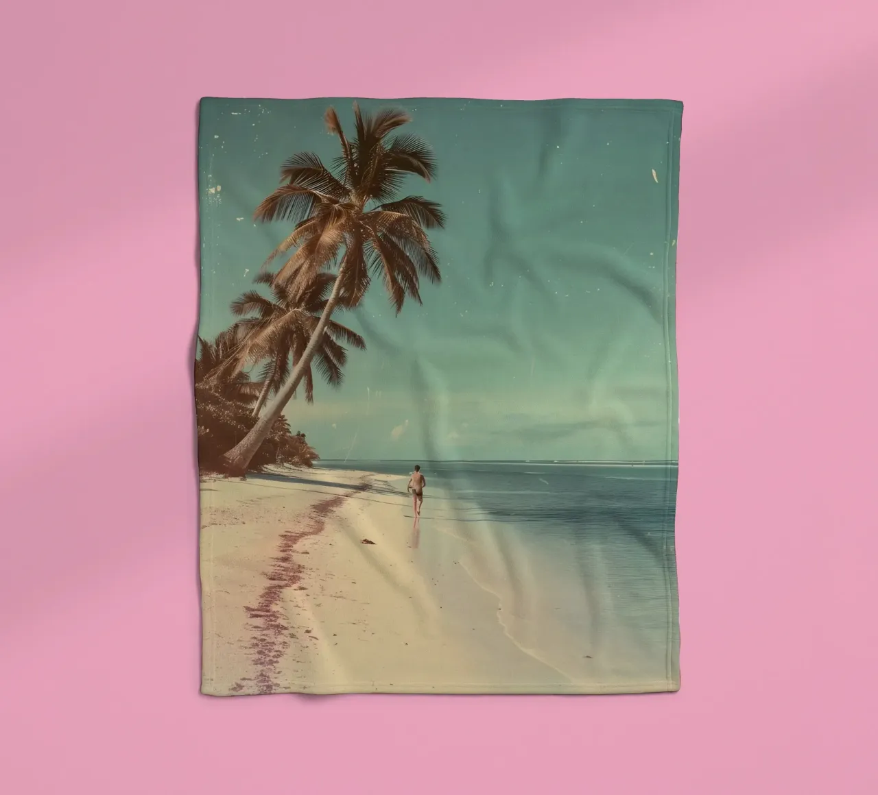 Vintage Tropical Beach Solitude Palm Trees coperta in pile da dawnthesea