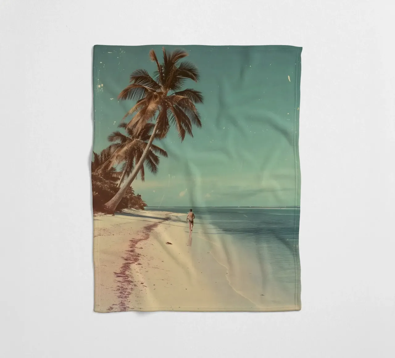 Vintage Tropical Beach Solitude Palm Trees coperta in pile da dawnthesea