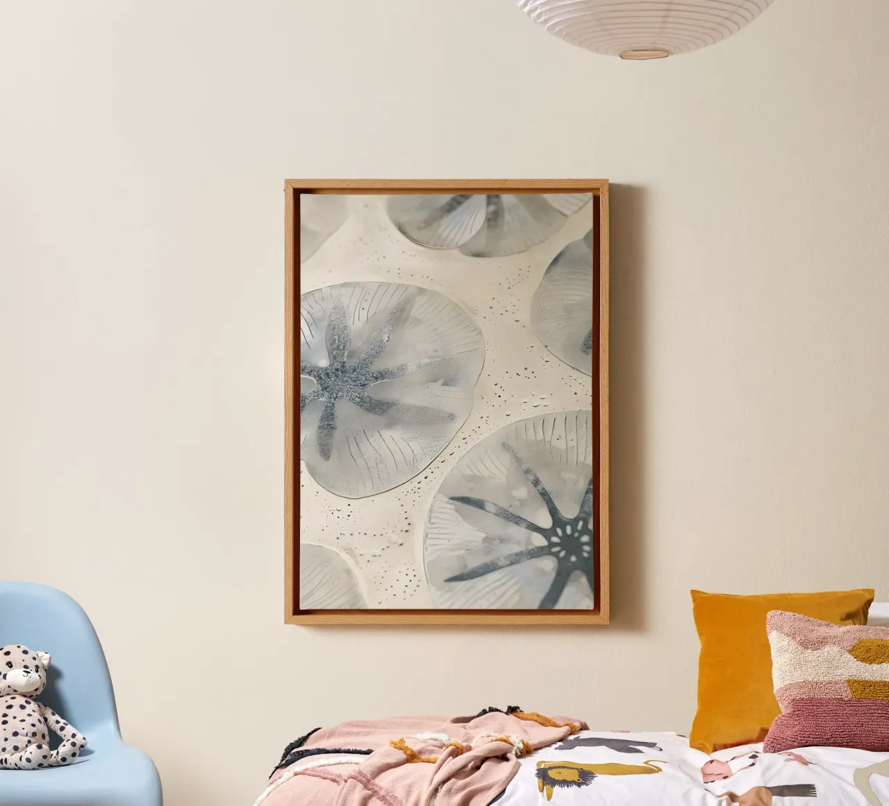 Waterlelie glas abstract rustgevend wit kunst canvas met Baklijst van dawnthesea
