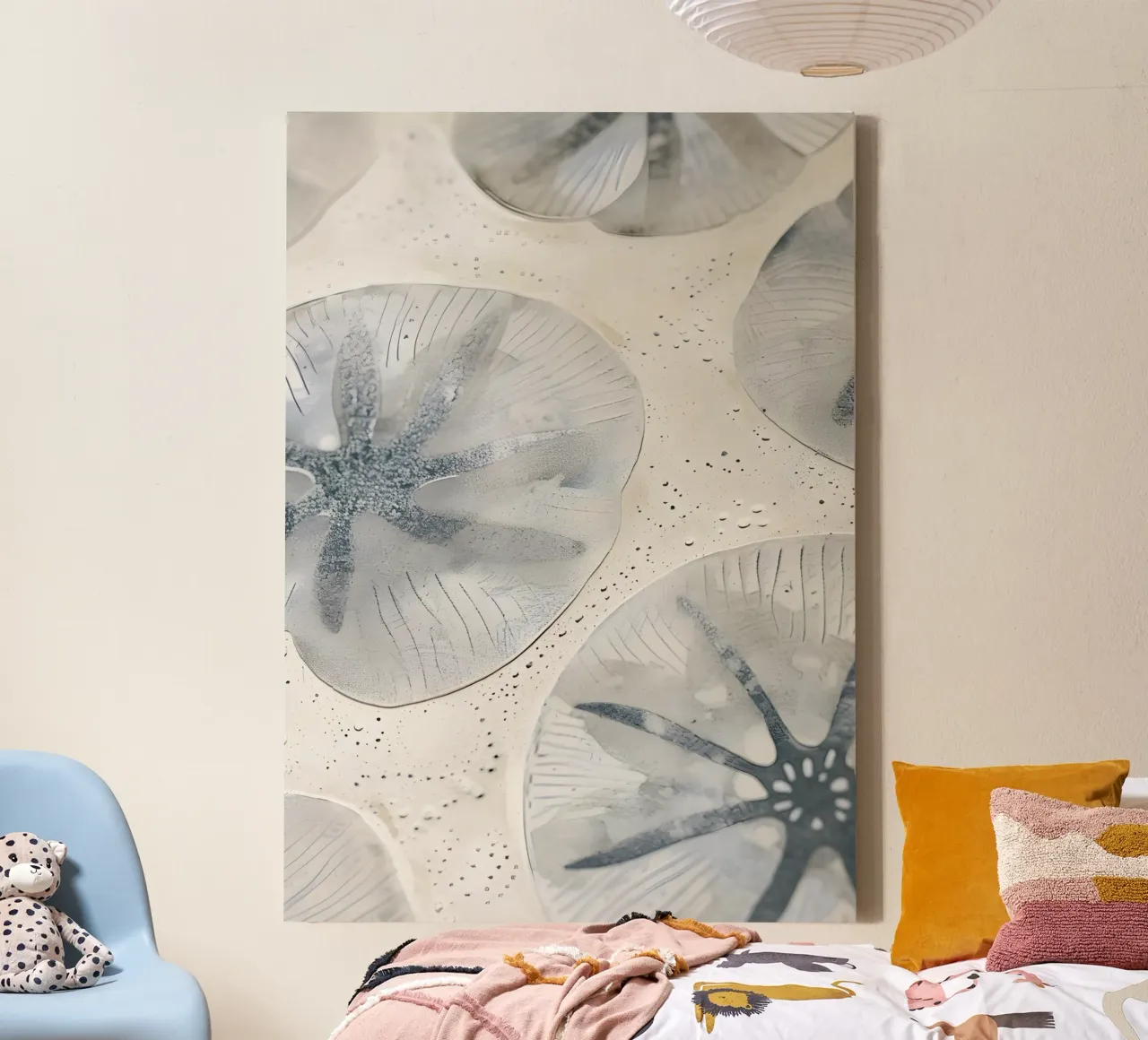 Waterlelie glas abstract rustgevend wit kunst canvas met Baklijst van dawnthesea