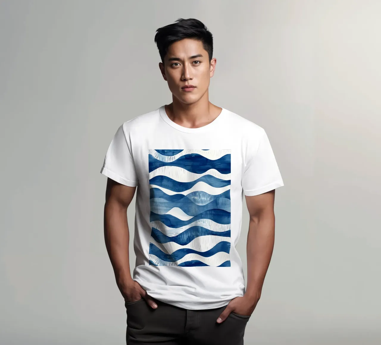 Indigo Waves Abstract Ocean Pattern Art camiseta de dawnthesea
