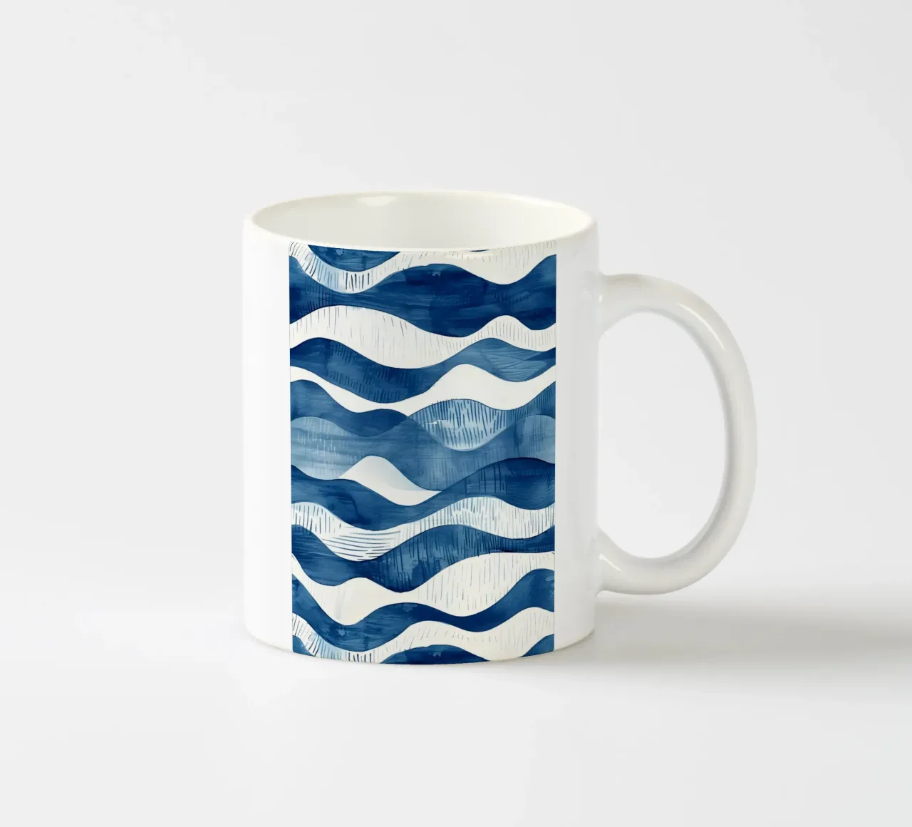 Indigo Waves Abstract Ocean Pattern Art taza de cerámica de dawnthesea