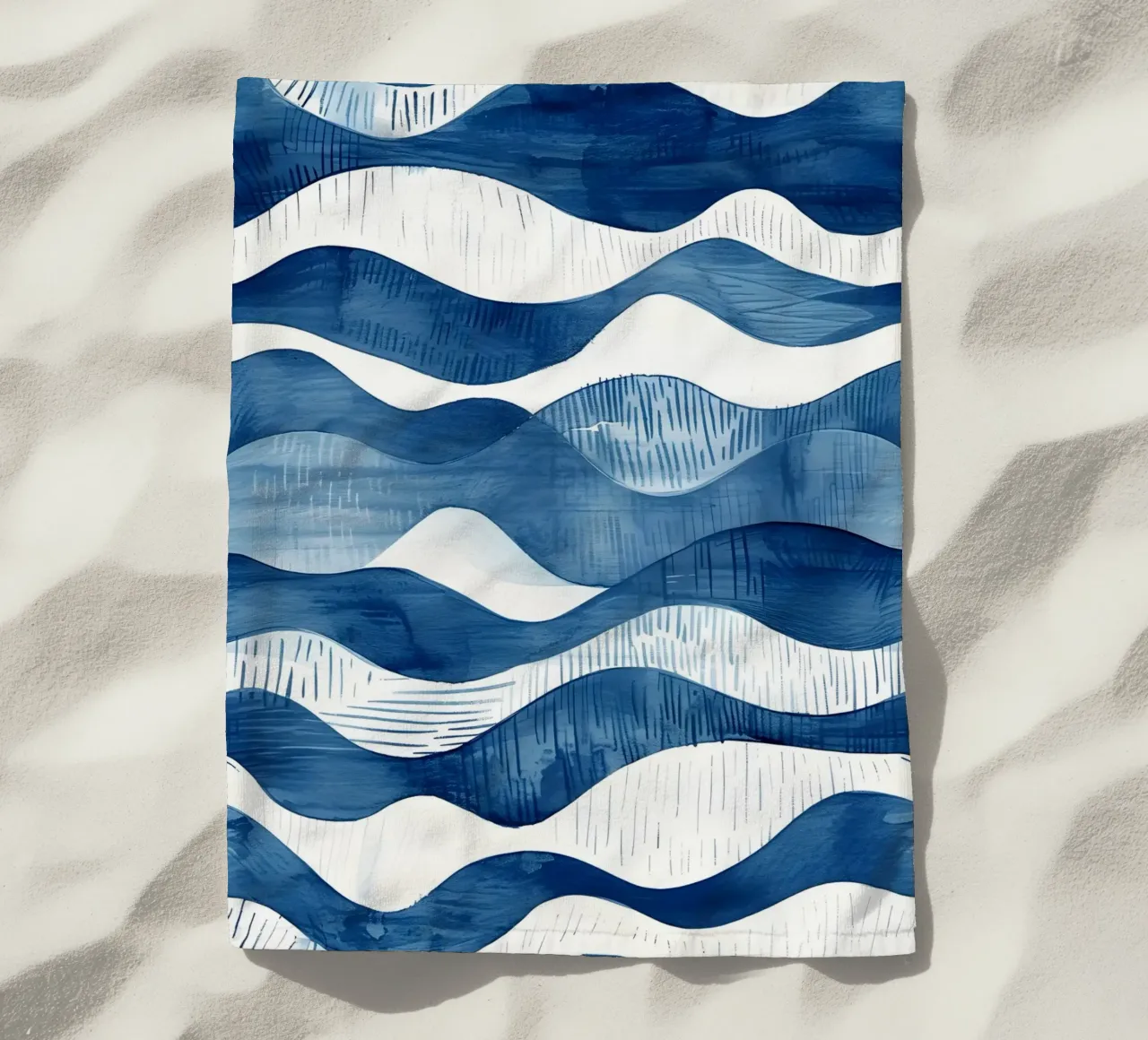 Indigo Waves Abstract Ocean Pattern Art toalla de playa de dawnthesea
