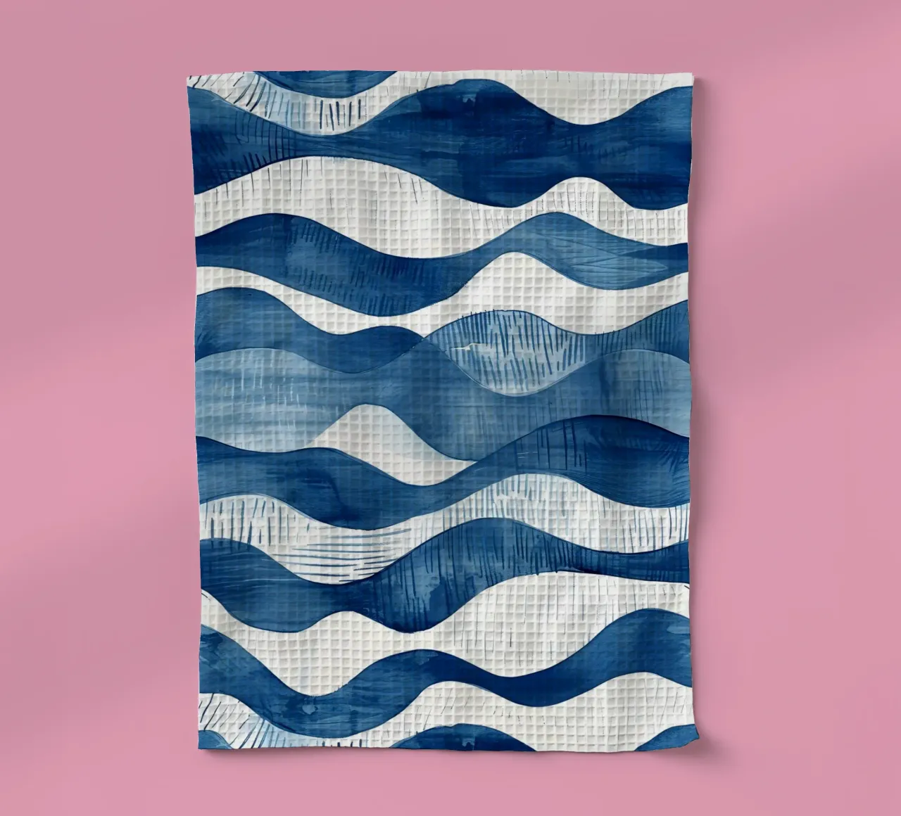 Indigo Waves Abstract Ocean Pattern Art torchon de dawnthesea