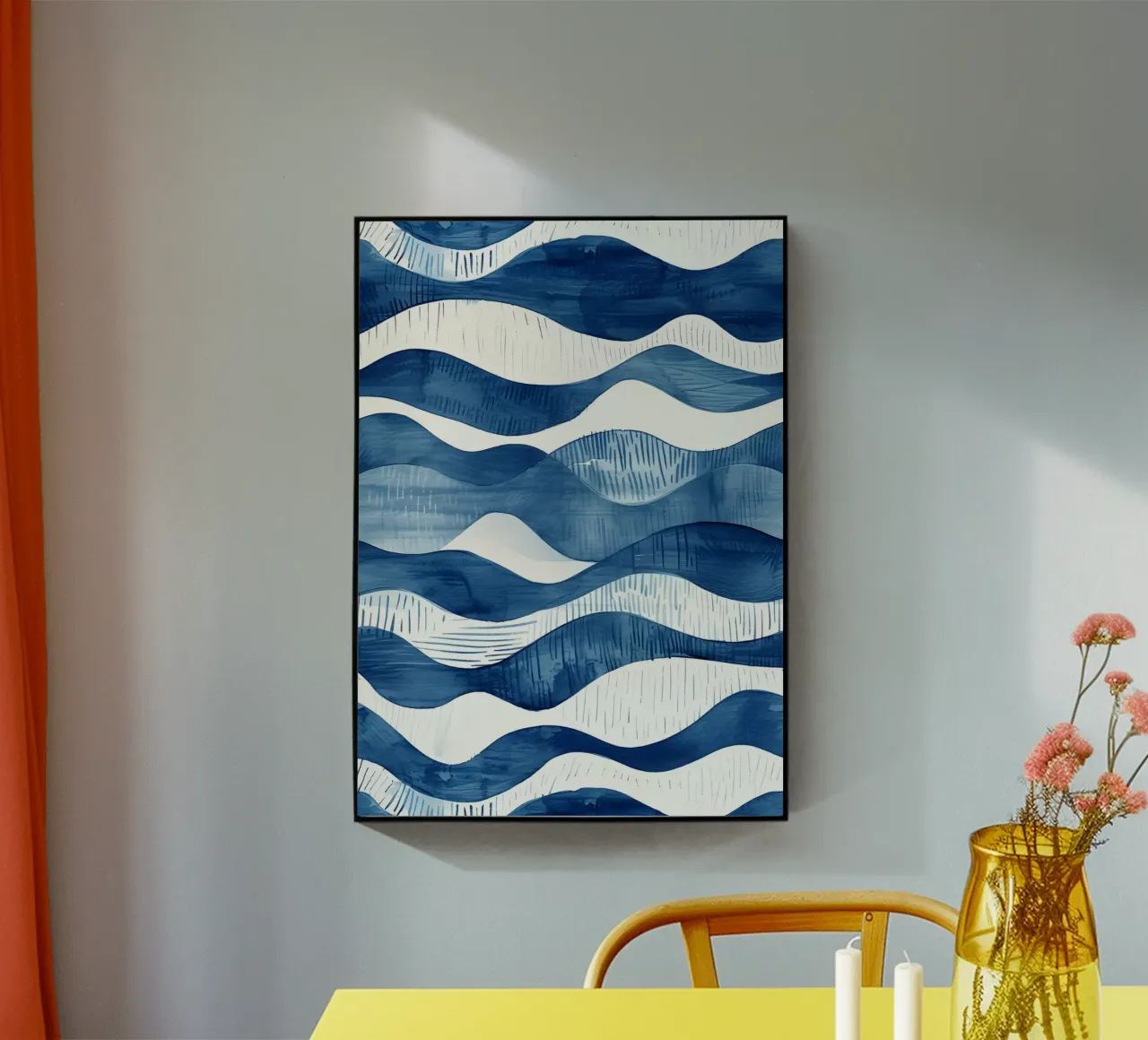 Indigo Waves Abstract Ocean Pattern Art metacrilato de dawnthesea