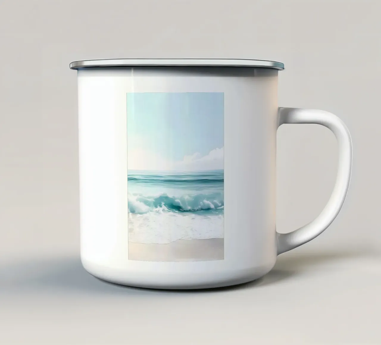 Vague de l'océan turquoise Plage sereine Paysage Art mug en émail de dawnthesea