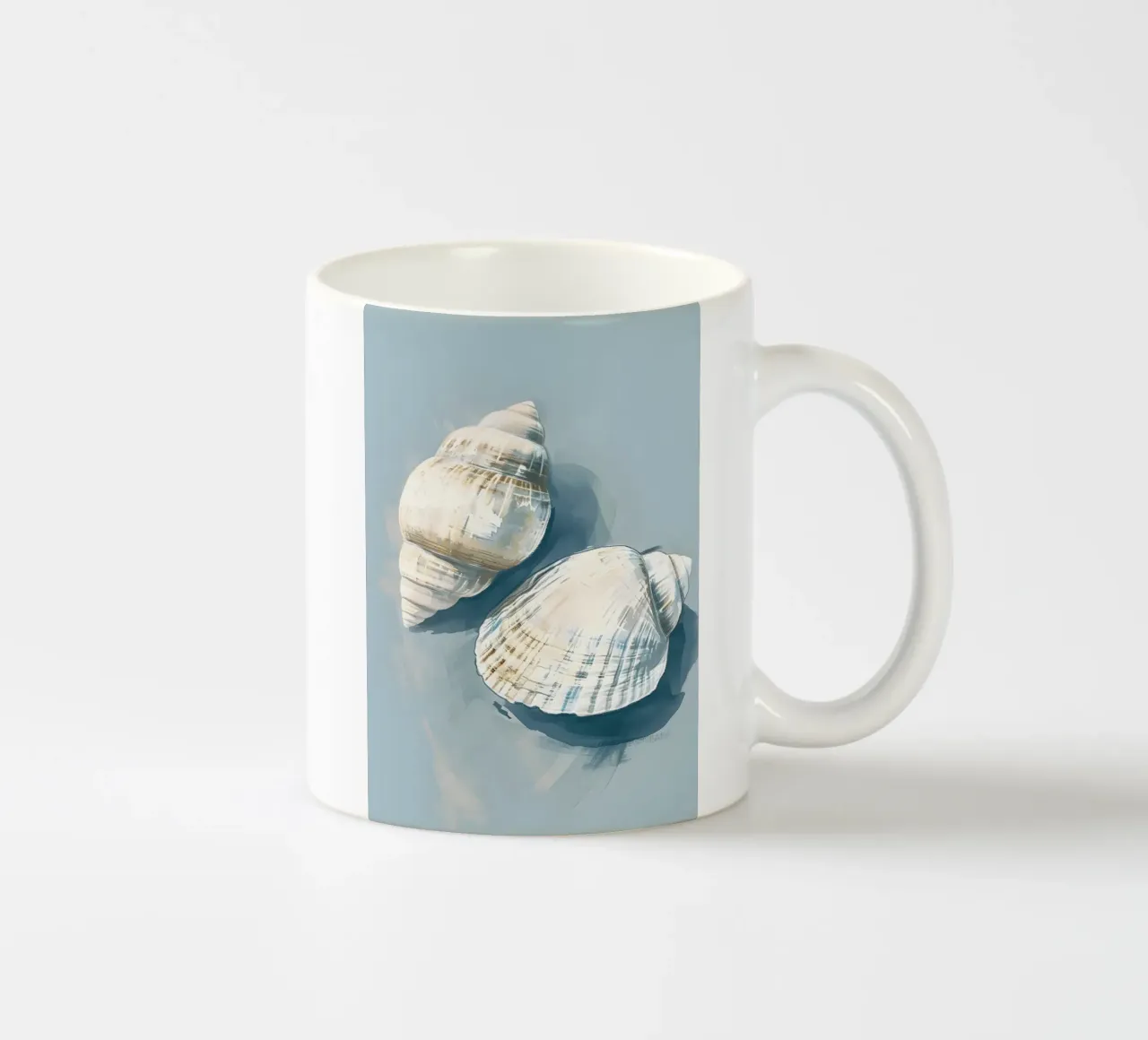 Kustschelpen Blauw Grijs Abstract Marine Kunst keramische mok van dawnthesea