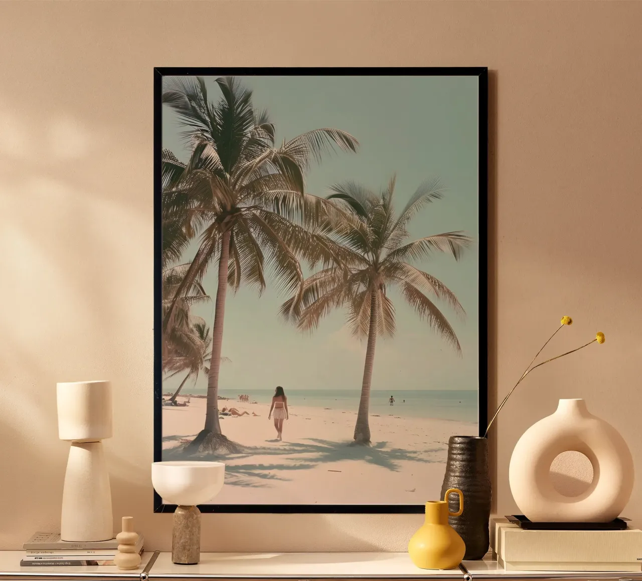Passeggiata sulla spiaggia tropicale Paradiso delle palme vintage poster da dawnthesea