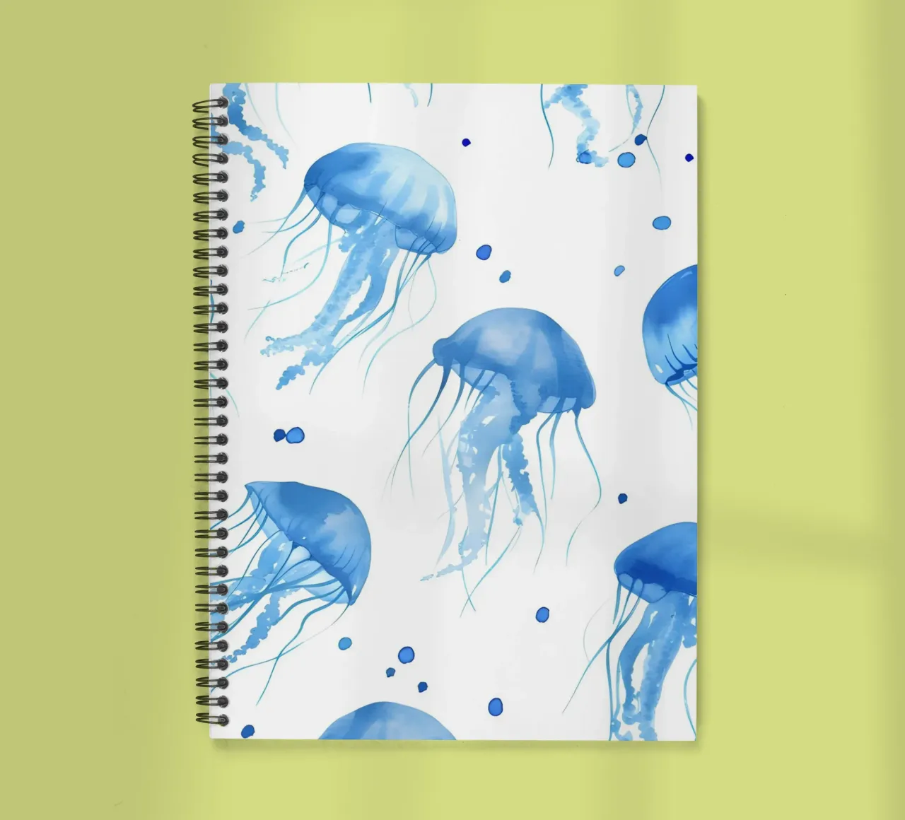 Blue Jellyfish Watercolor Pattern Ocean Art spiral notebook by dawnthesea