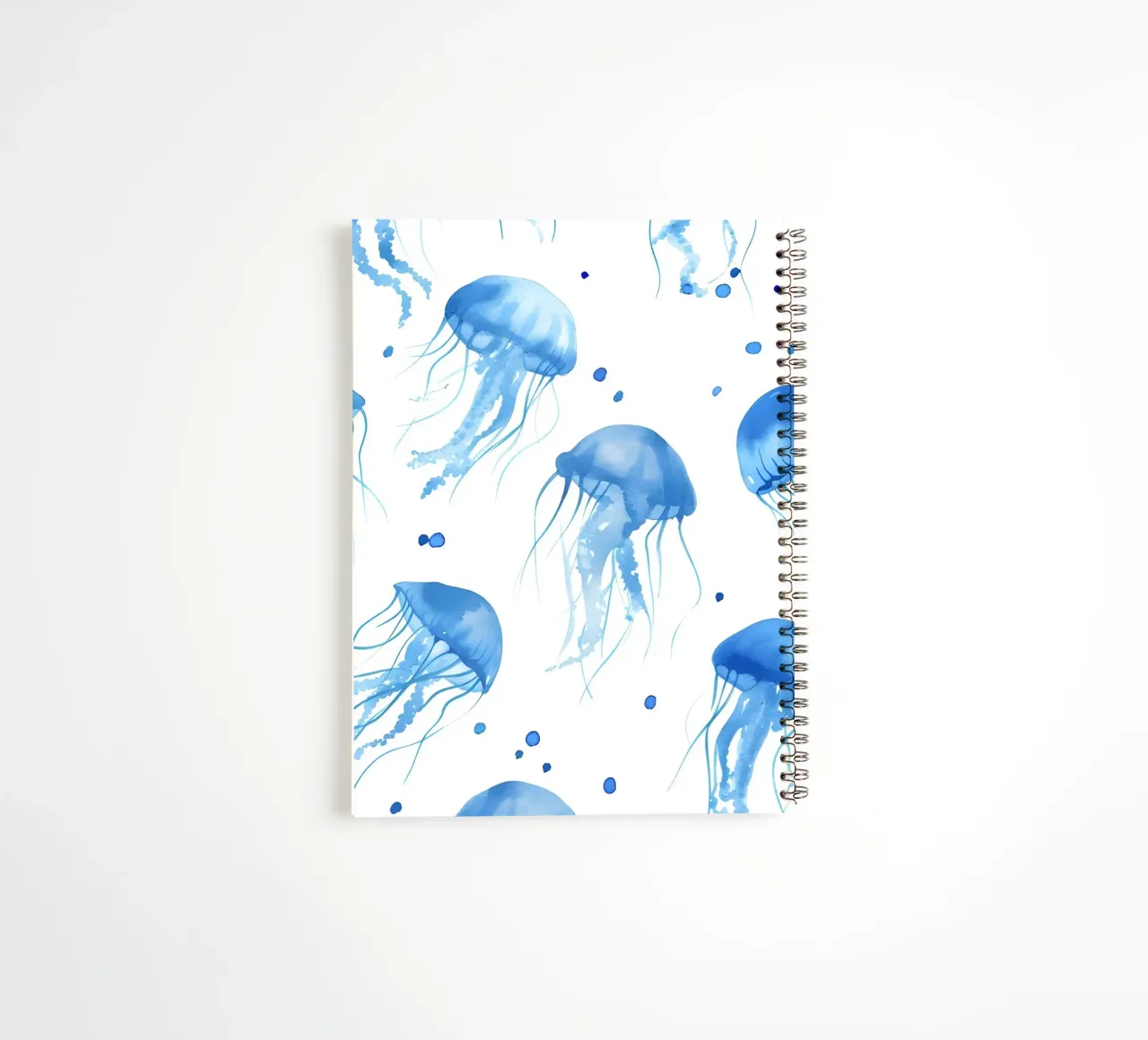 Blue Jellyfish Watercolor Pattern Ocean Art spiral notebook by dawnthesea
