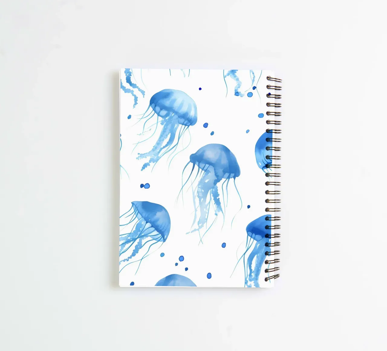 Blue Jellyfish Watercolor Pattern Ocean Art spiral notebook by dawnthesea