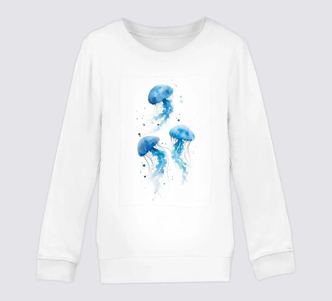 Tre meduse blu acquerellate nell'oceano felpa bambino da dawnthesea