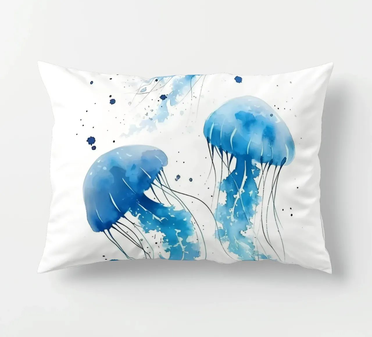 Tre meduse blu acquerellate nell'oceano cuscino da dawnthesea