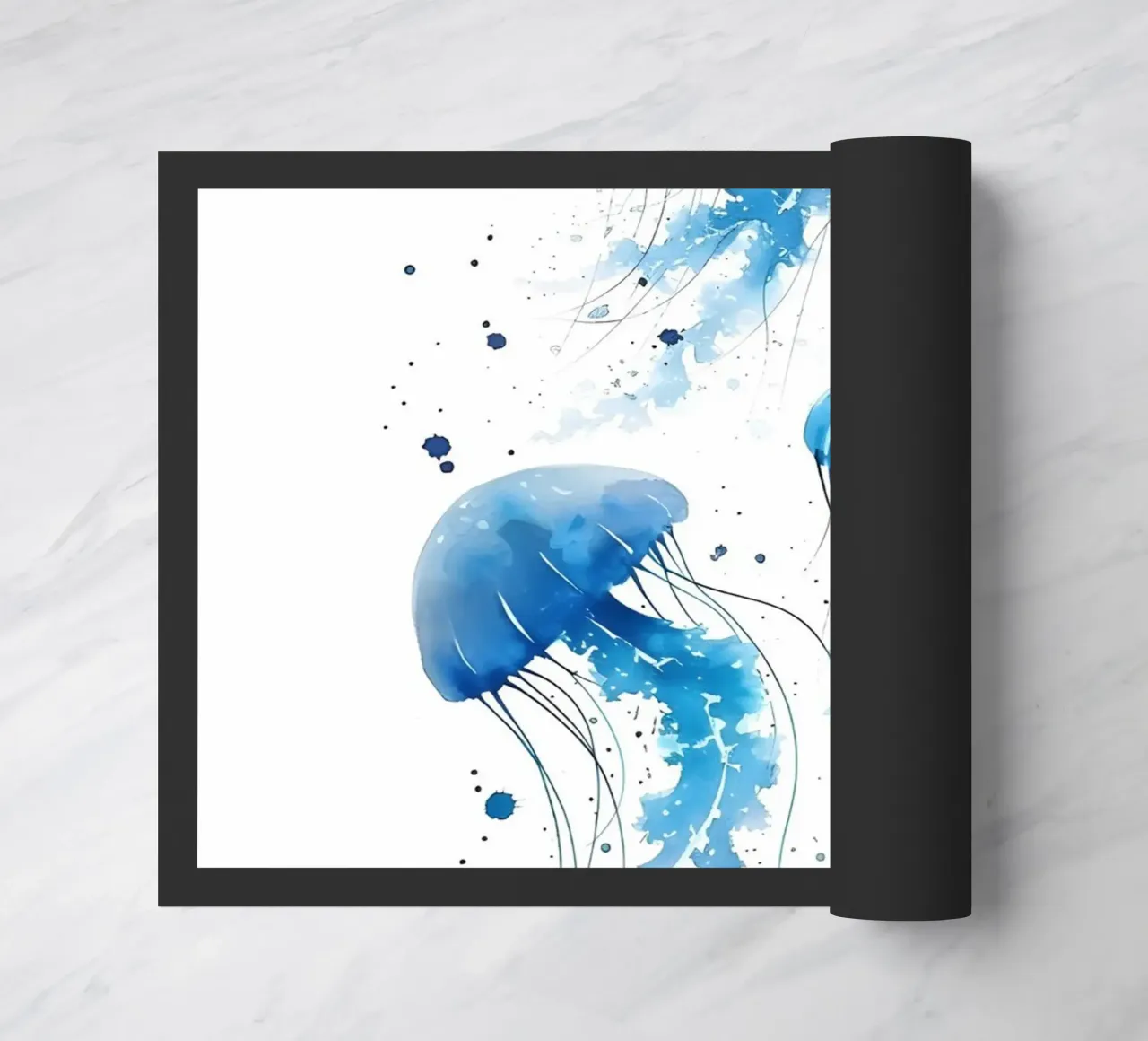 Tre meduse blu acquerellate nell'oceano zerbino da dawnthesea