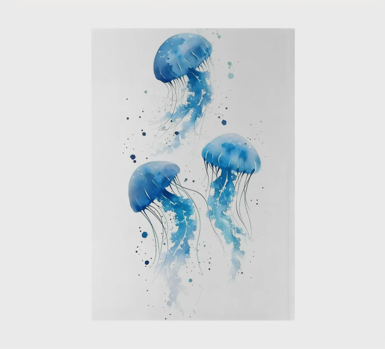 Three Blue Jellyfish Watercolor Ocean Art notebook by dawnthesea
