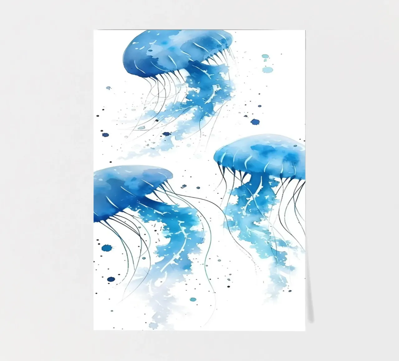 Trois méduses bleues aquarelle art océanique planche autocollant de dawnthesea