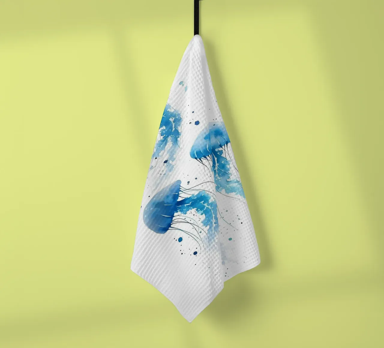 Tre meduse blu acquerellate nell'oceano canovaccio da cucina da dawnthesea