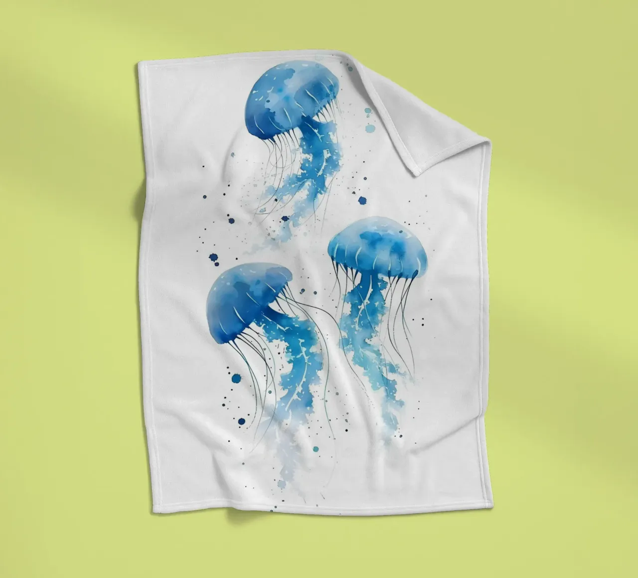 Trois méduses bleues aquarelle art océanique plaid polaire de dawnthesea