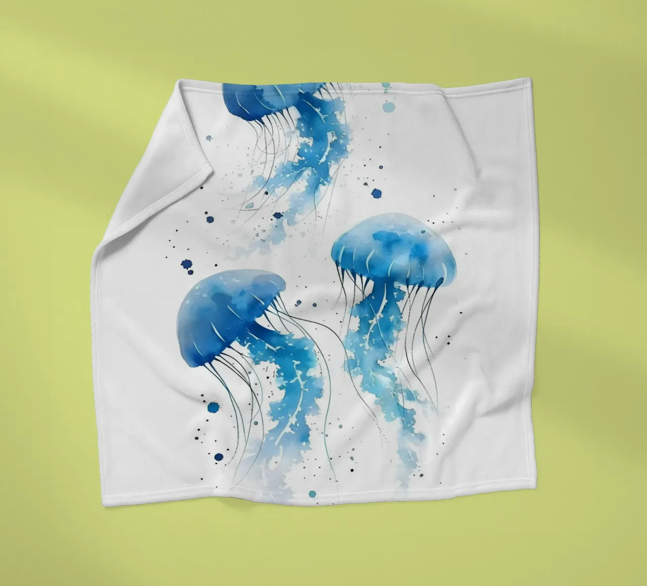 Trois méduses bleues aquarelle art océanique plaid polaire de dawnthesea