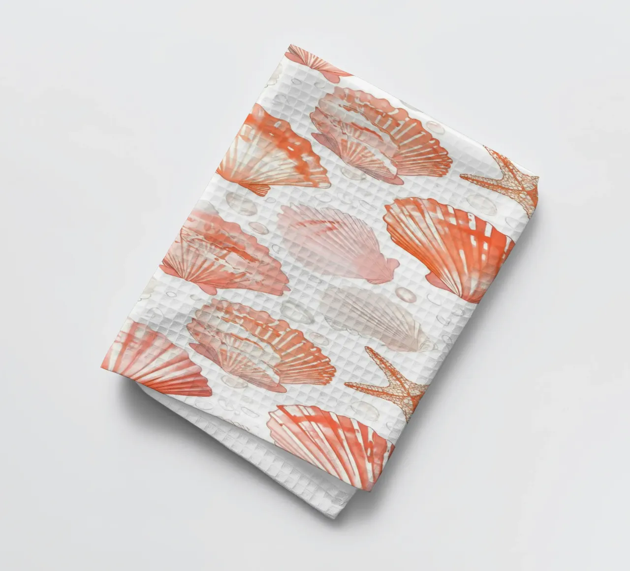 Coral Seashell Pattern Beach Life Aesthetic Art tea towel by dawnthesea