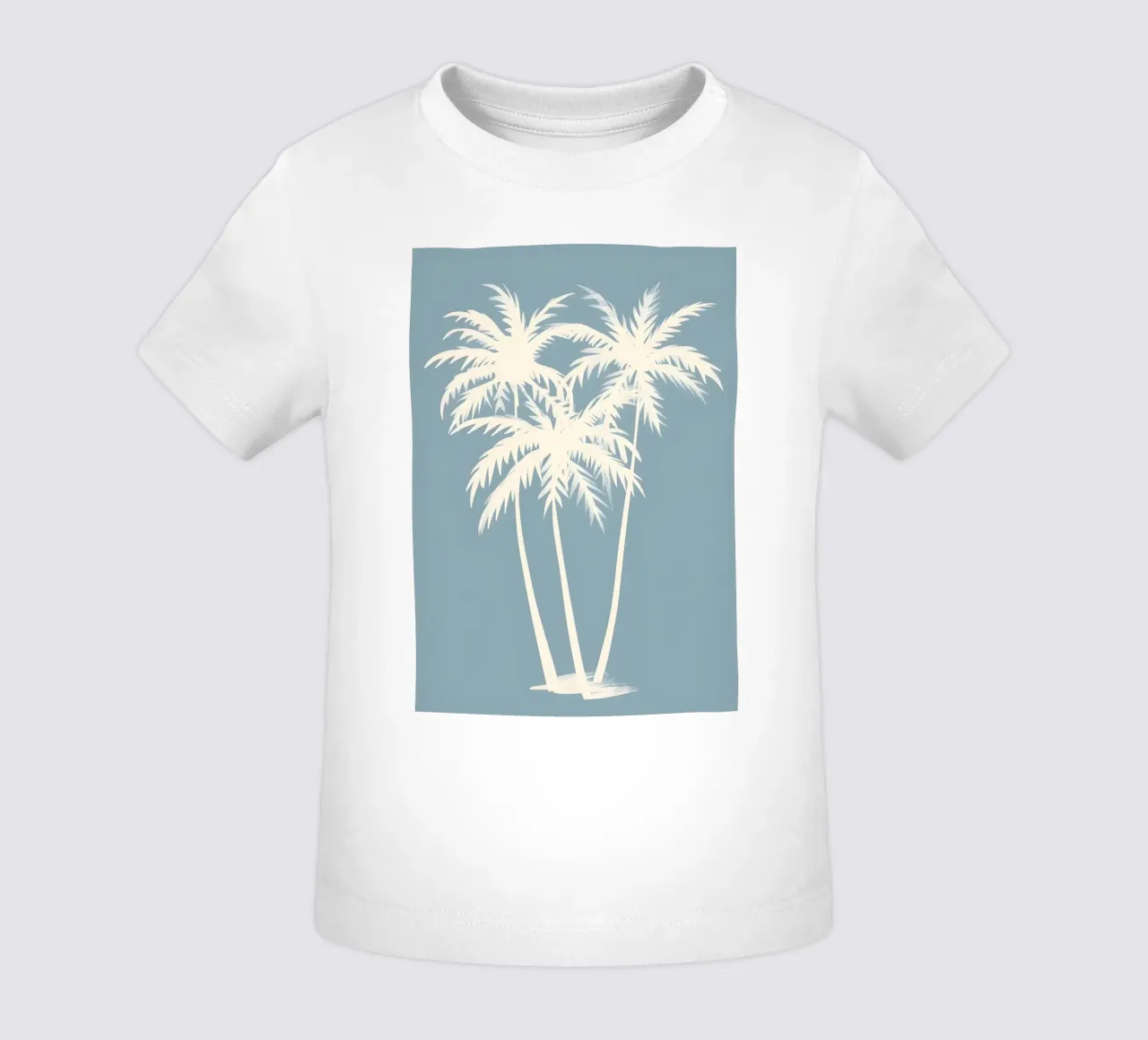 Cream Palm Trees Soft Blue Minimalist Art baby t-shirt by dawnthesea