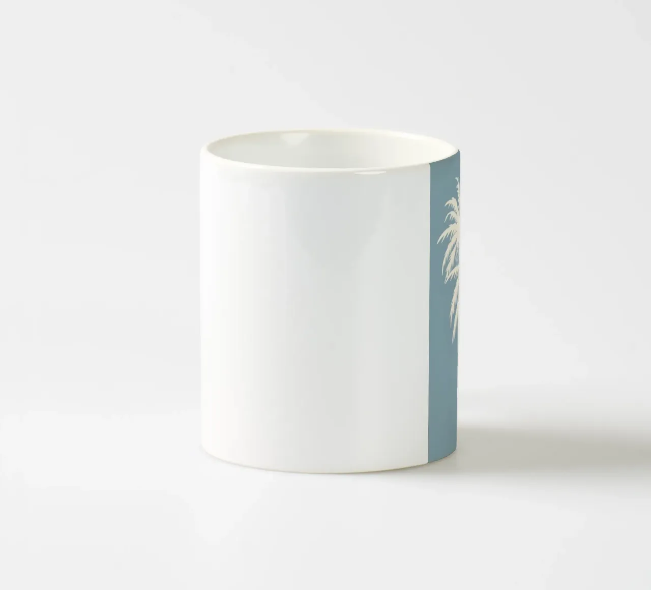 Cream Palm Trees Soft Blue Minimalist Art ceramic mug by dawnthesea