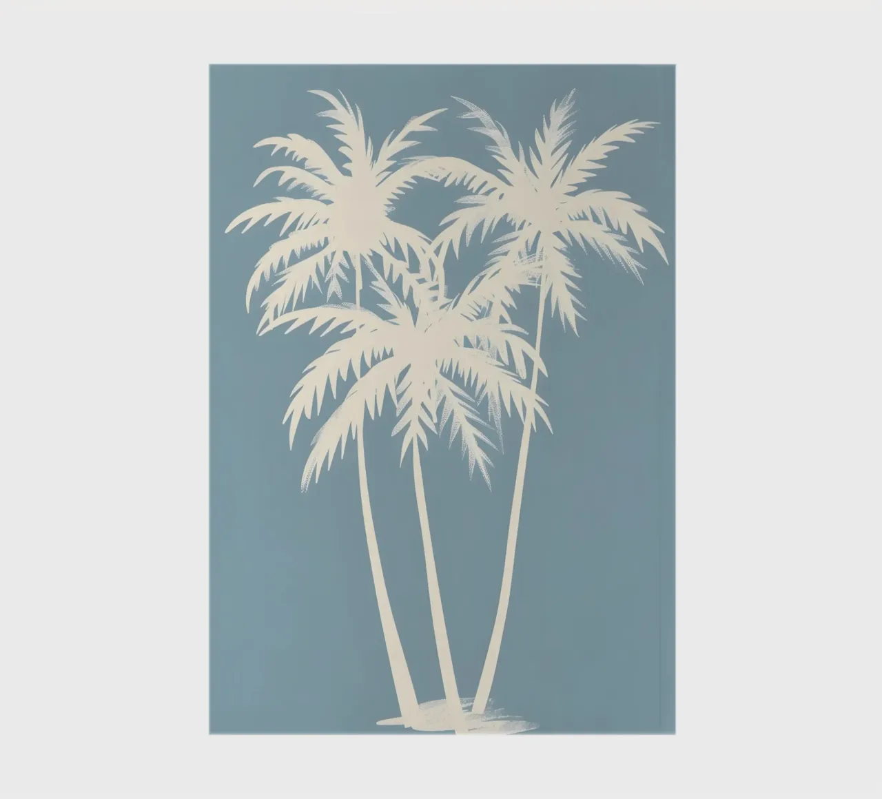 Cream Palm Trees Soft Blue Minimalist Art notebook by dawnthesea