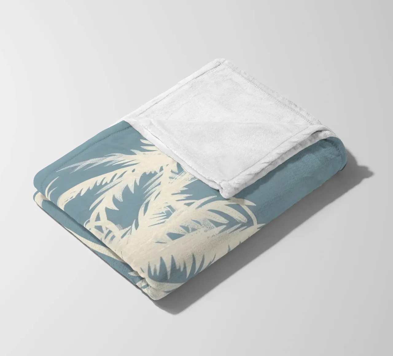 Cream Palm Trees Soft Blue Minimalist Art fleece blanket by dawnthesea