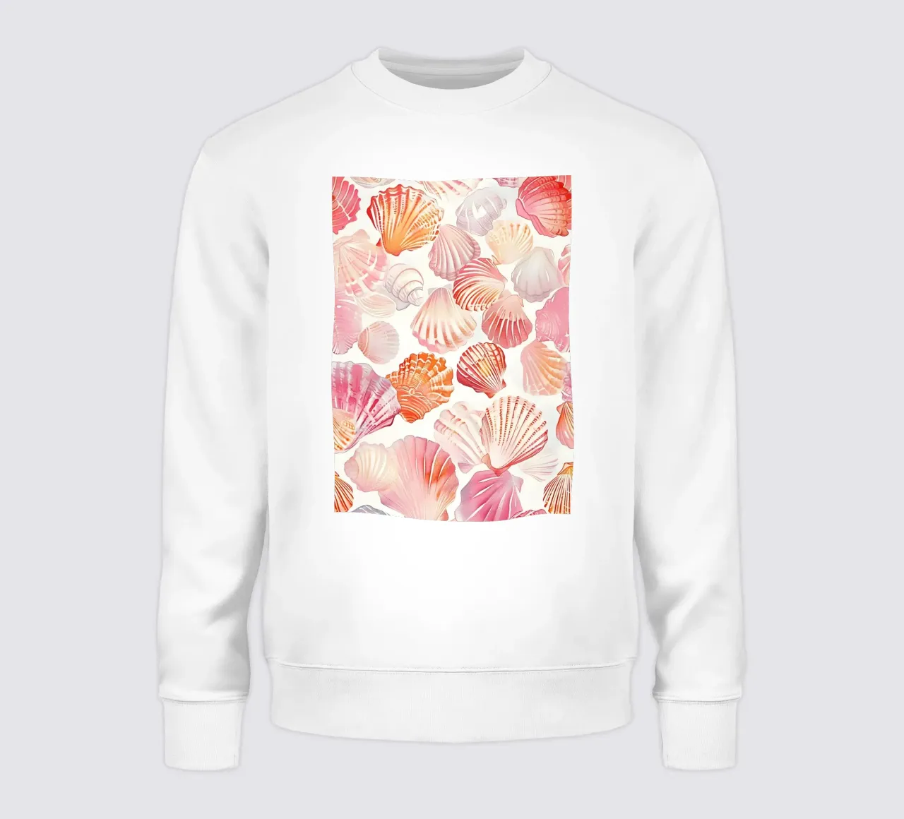 Pastel Seashells Pattern Pink Coral Ocean Art sweatshirt by dawnthesea