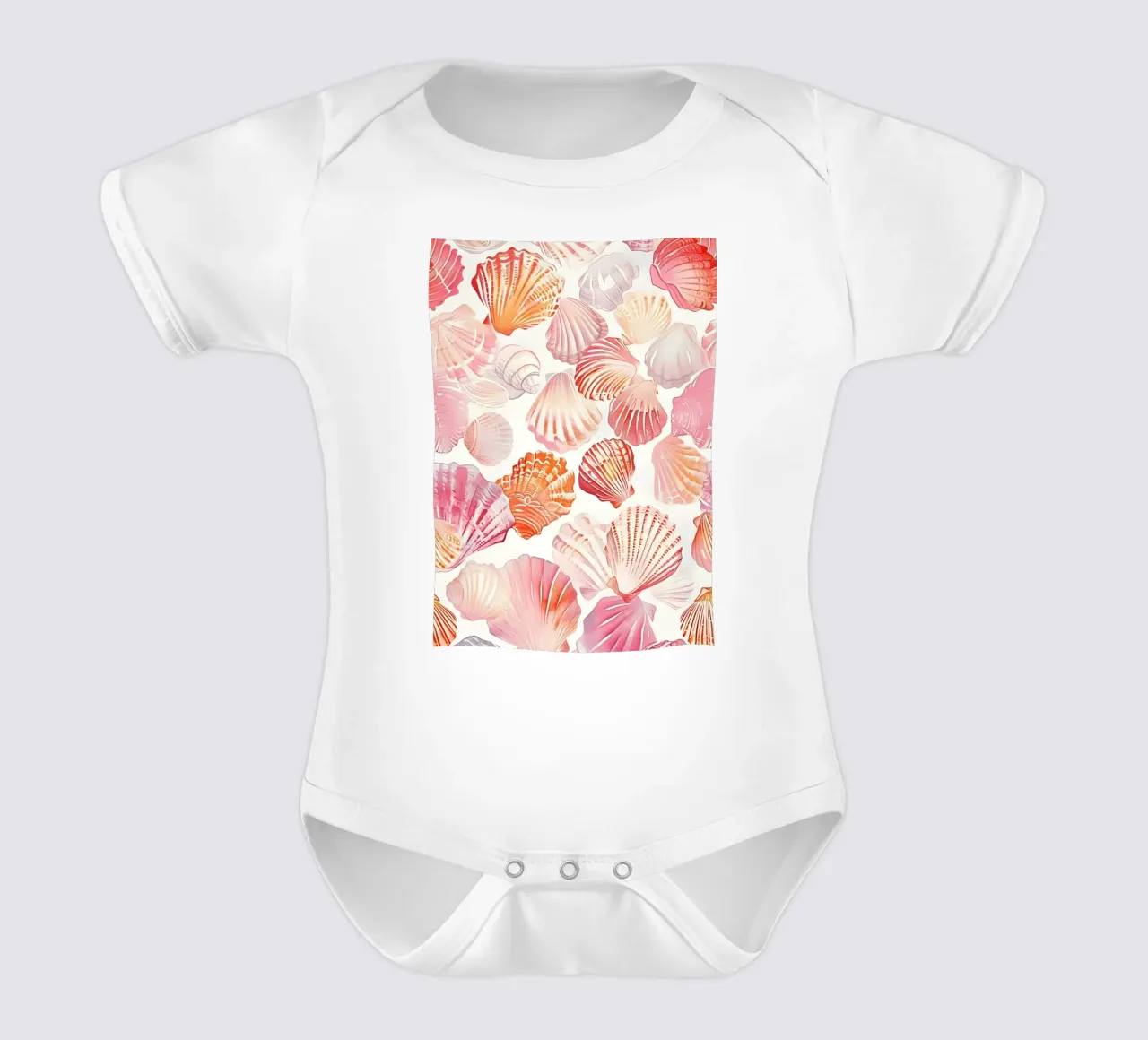 Pastel Seashells Pattern Pink Coral Ocean Art short-sleeve baby romper by dawnthesea