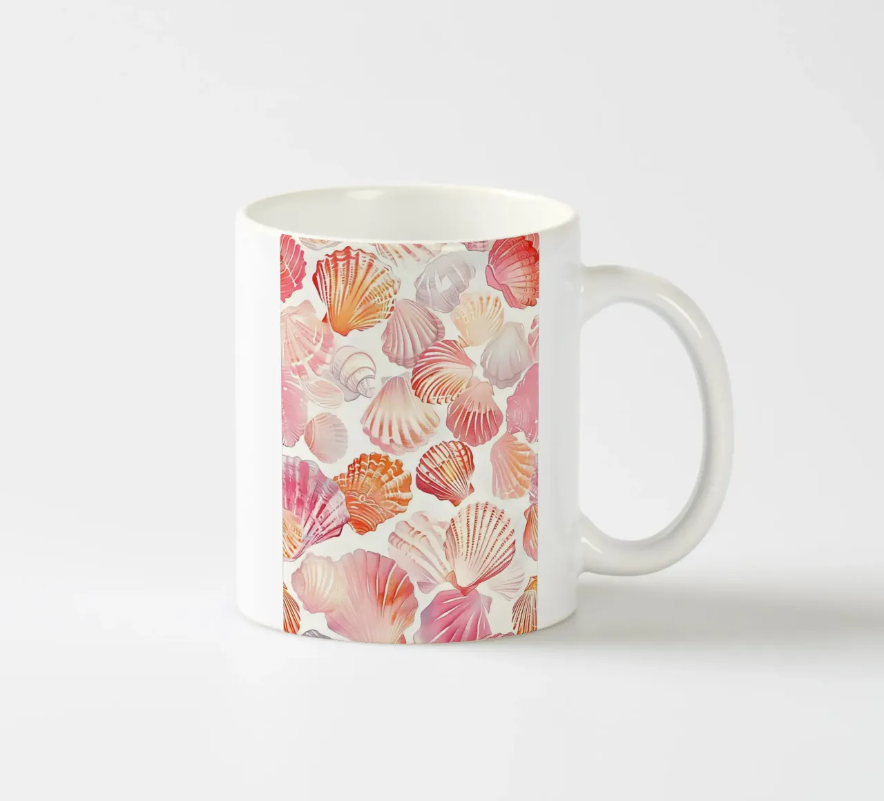 Pastel Seashells Pattern Pink Coral Ocean Art ceramic mug by dawnthesea