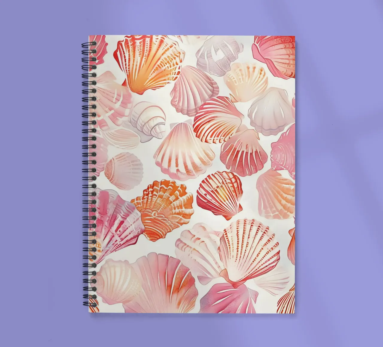 Pastel Seashells Pattern Pink Coral Ocean Art spiral notebook by dawnthesea