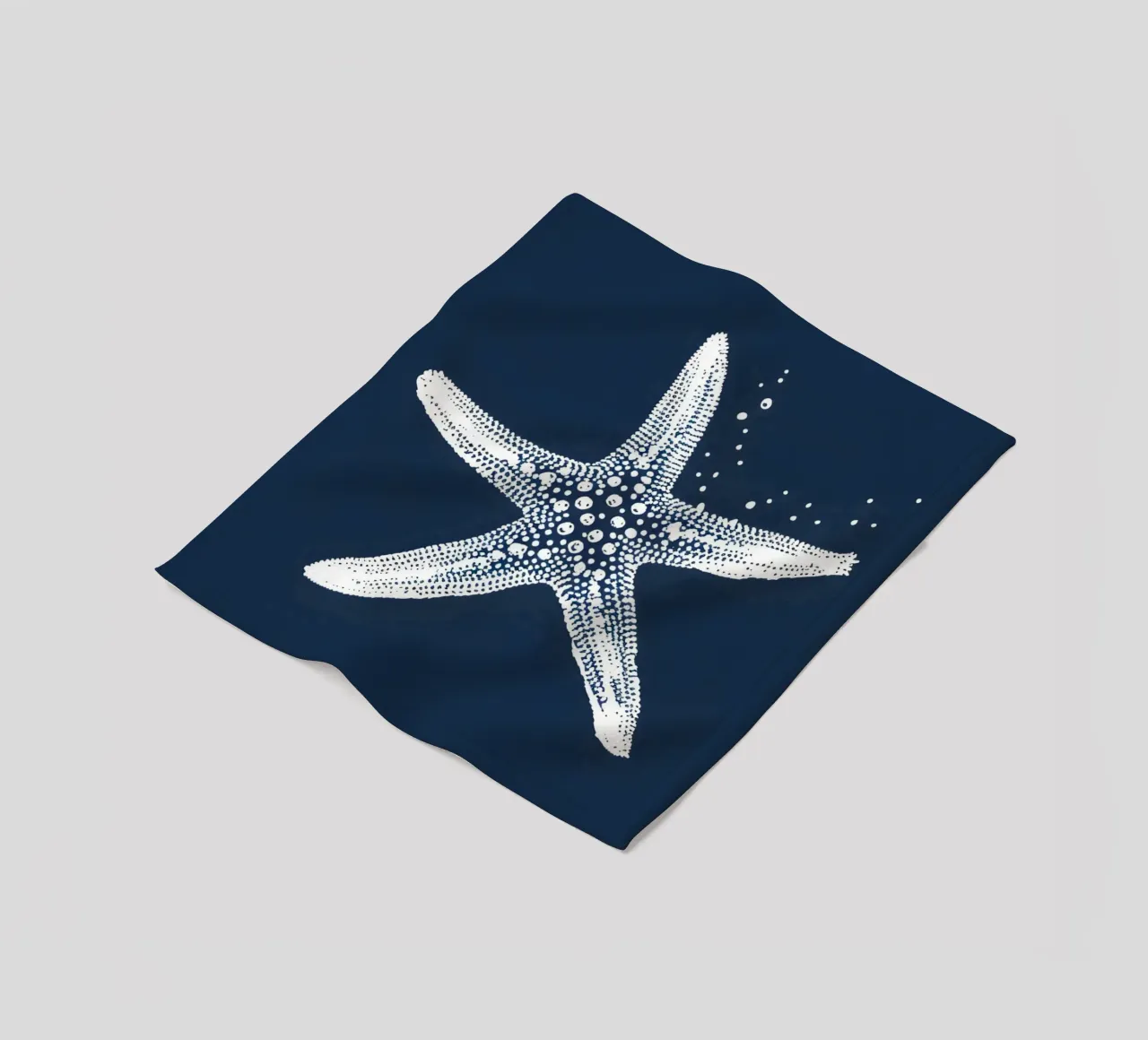 White Starfish Navy Blue Nautical Ocean Art plaid polaire de dawnthesea