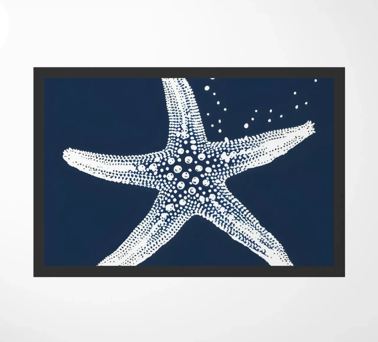 White Starfish Navy Blue Nautical Ocean Art paillasson de dawnthesea