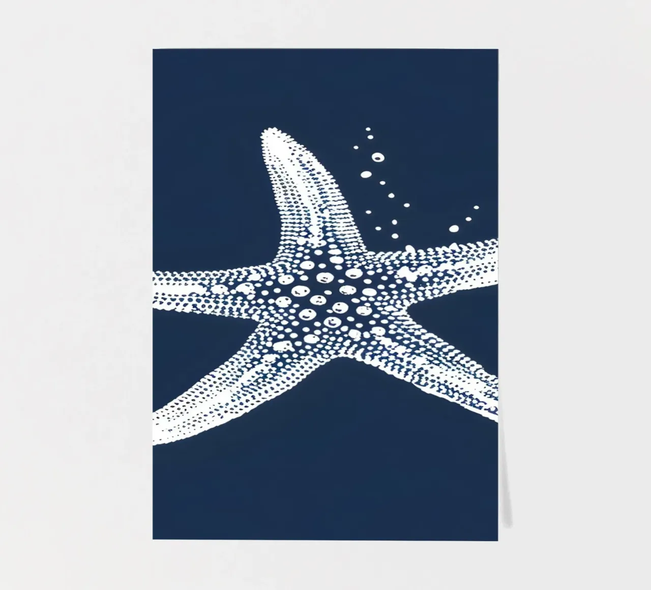 White Starfish Navy Blue Nautical Ocean Art planche autocollant de dawnthesea