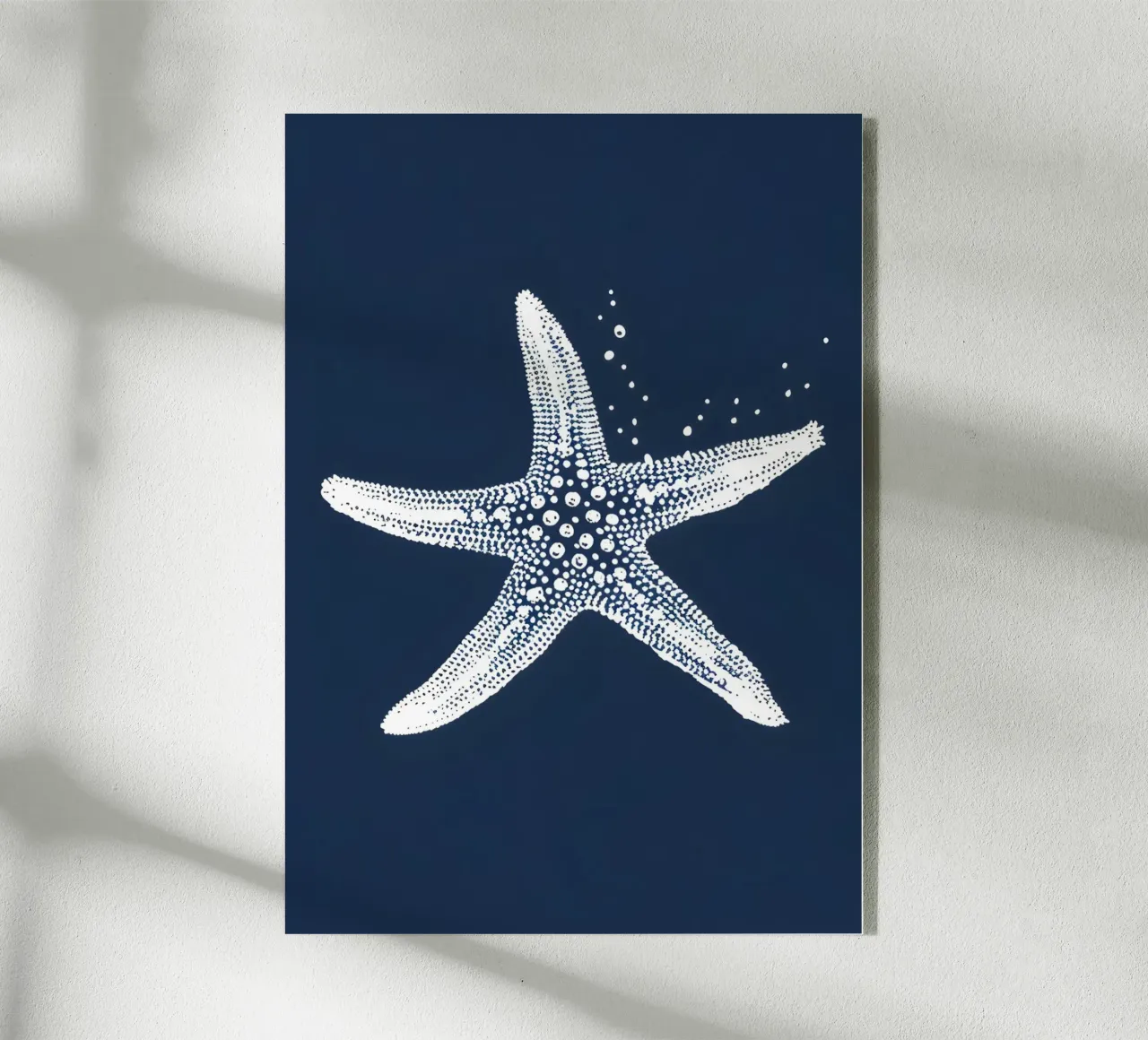 White Starfish Navy Blue Nautical Ocean Art plexiglas de dawnthesea